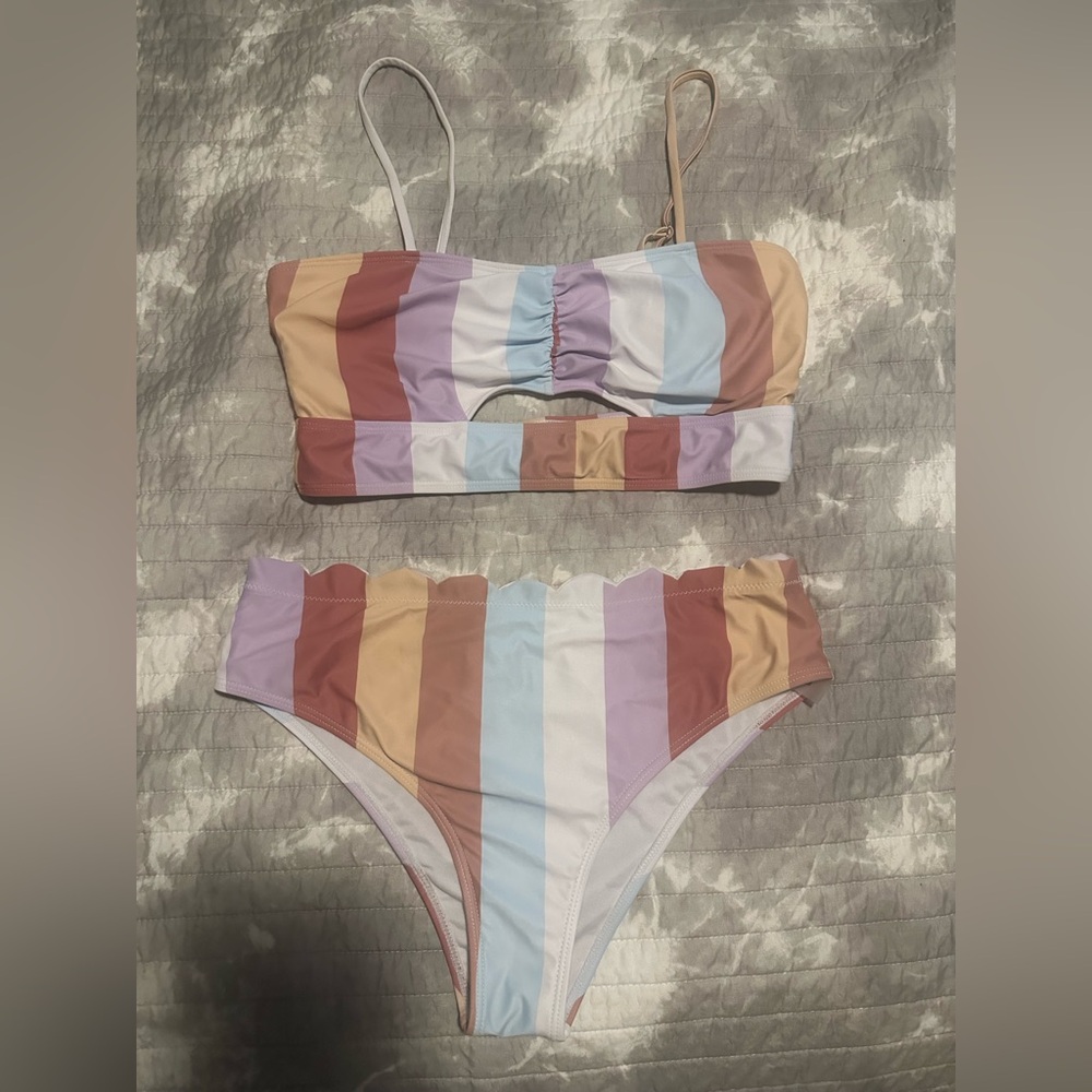 Amazon Multicolor Striped Bikini Set